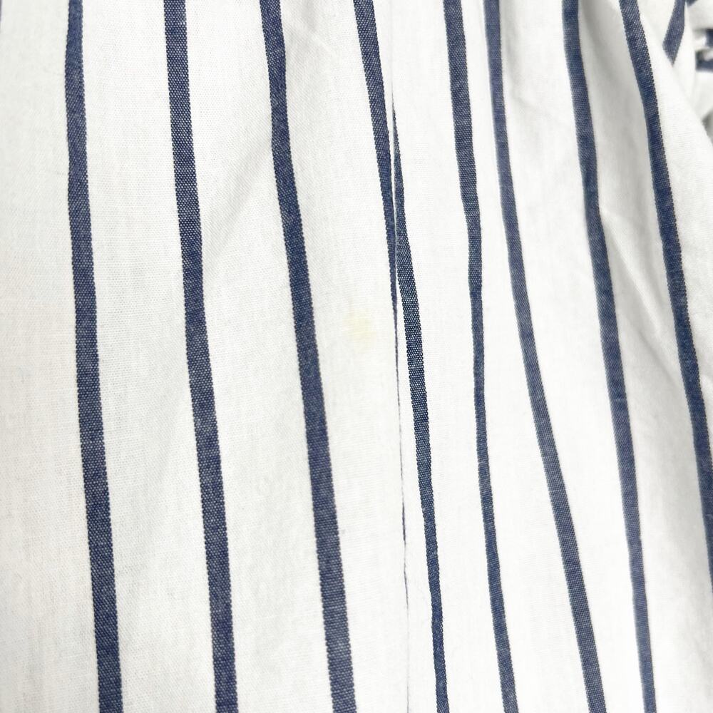 Striped Off The Shoulder Ruffle Bell Sleeve Blouse White Navy Womens Size Small - Picture 8 of 10